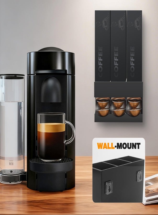 GIASSVIO Coffee Pod Holder Storage for Nespresso Pods Vertuo Original Boxes | Wall Mount & Desktop Model Coffee Pod HolderOrganizer, Dispenser for 3 Box Sleeve Holder Nespresso Vertuo Capsules - Black - Image 4